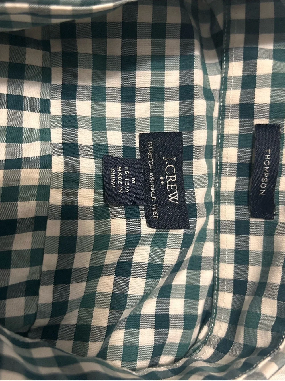 J. Crew Men's Teal and White Gingham Button-Down Shirt